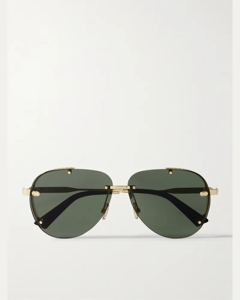 Dior NeoDior A1U goldfarbene Pilotensonnenbrille mit guillochierten Details Gold