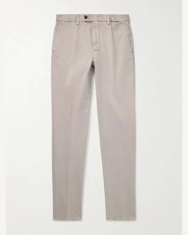 Incotex Venezia 1951 schmal geschnittene und schmaler zulaufende Hose aus Baumwoll-Twill Neutral