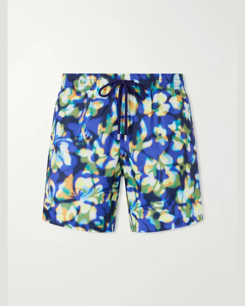 Vilebrequin Mahina Straight-Leg Mid-Length Printed Recycled Shell Swim Shorts Blue