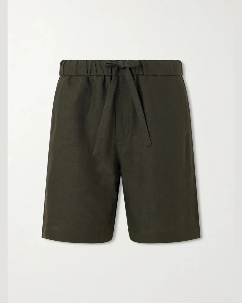De Bonne Facture Traveler Straight-Leg Linen Shorts Green