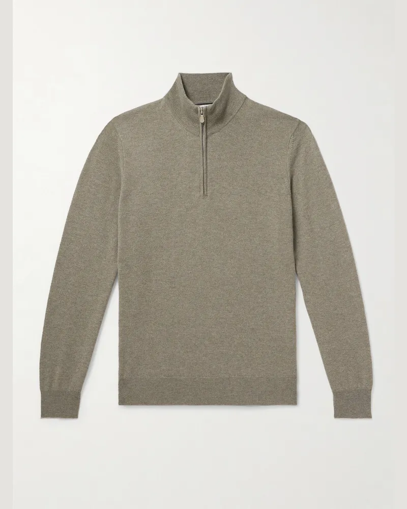 Brunello Cucinelli Cashmere Half-Zip Sweater Gray
