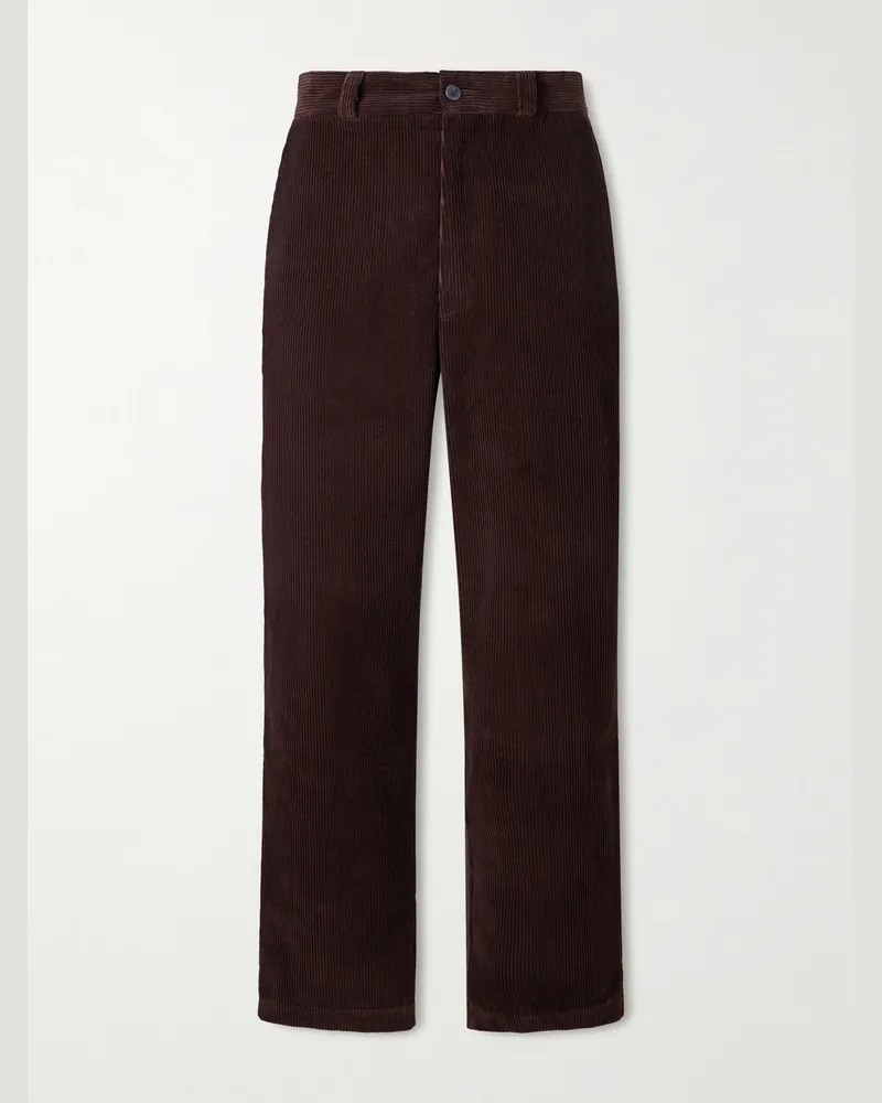 The Elder Statesman Gerade geschnittene Hose aus Baumwollcord Braun