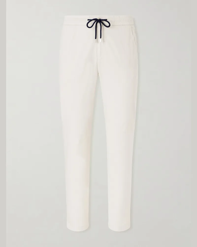 Vilebrequin Paulo Straight-Leg Cotton-Blend Satin Drawstring Trousers Neutrals