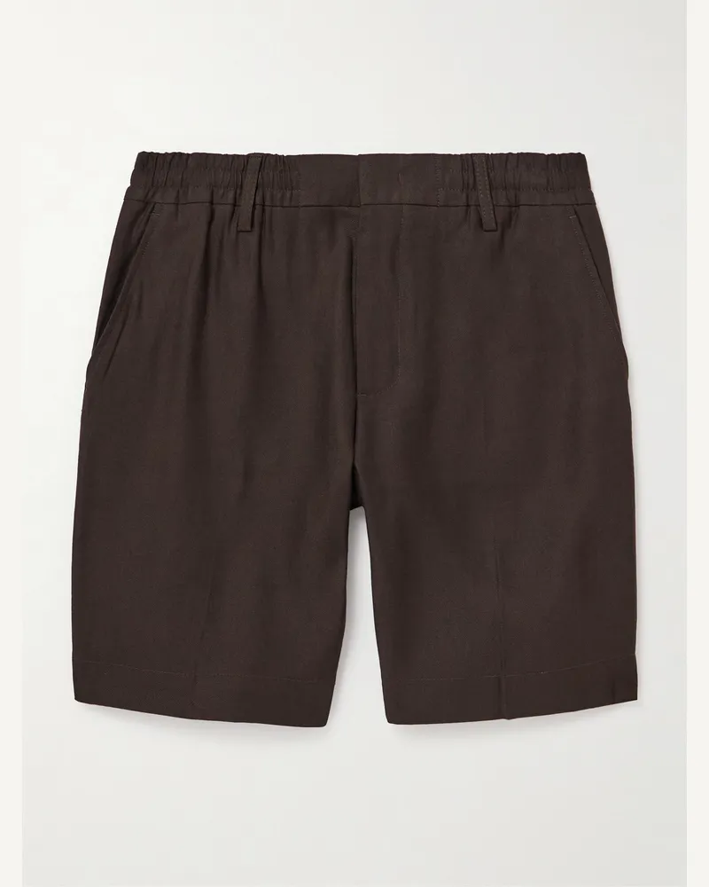 NN 07 Billie 1808 LENZING™ ECOVERO™ and Linen-Blend Shorts Brown