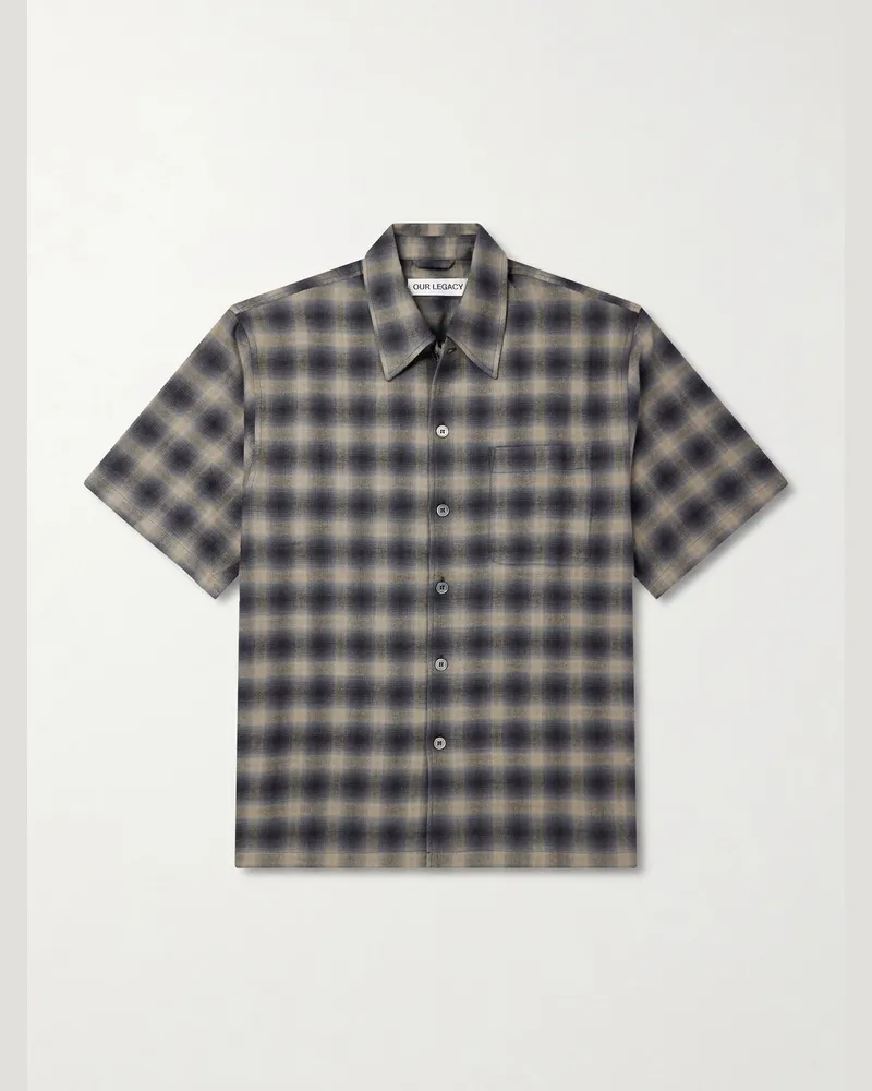 Our Legacy Checked Cotton and Wool-Blend Shirt Black