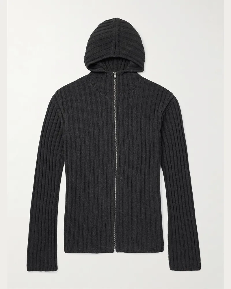 Acne Studios Kallot Cardigan aus Baumwolle in Rippstrick Grau