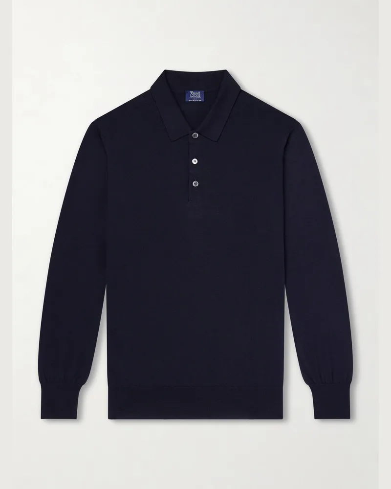 William Lockie Virgin Wool Polo Shirt Blue