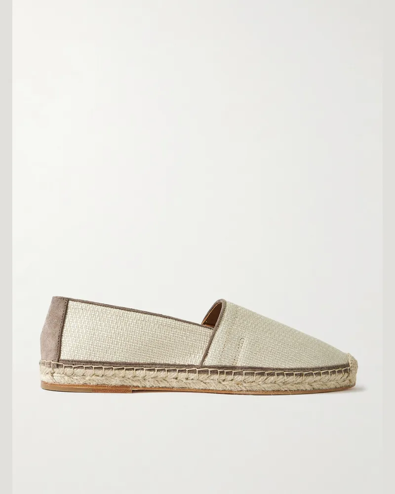 Brunello Cucinelli Espadrilles aus Raffiabast mit Velourslederbesatz Neutral