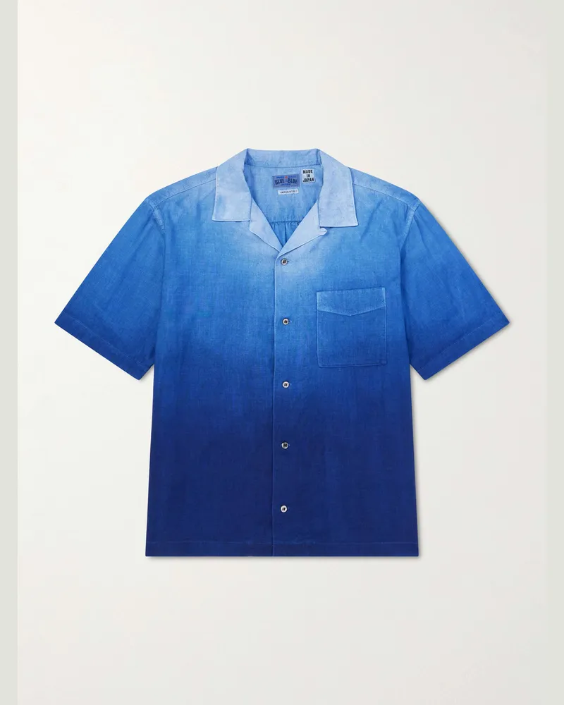 Blue Blue Japan Camp-Collar Dégradé Woven Shirt Blue
