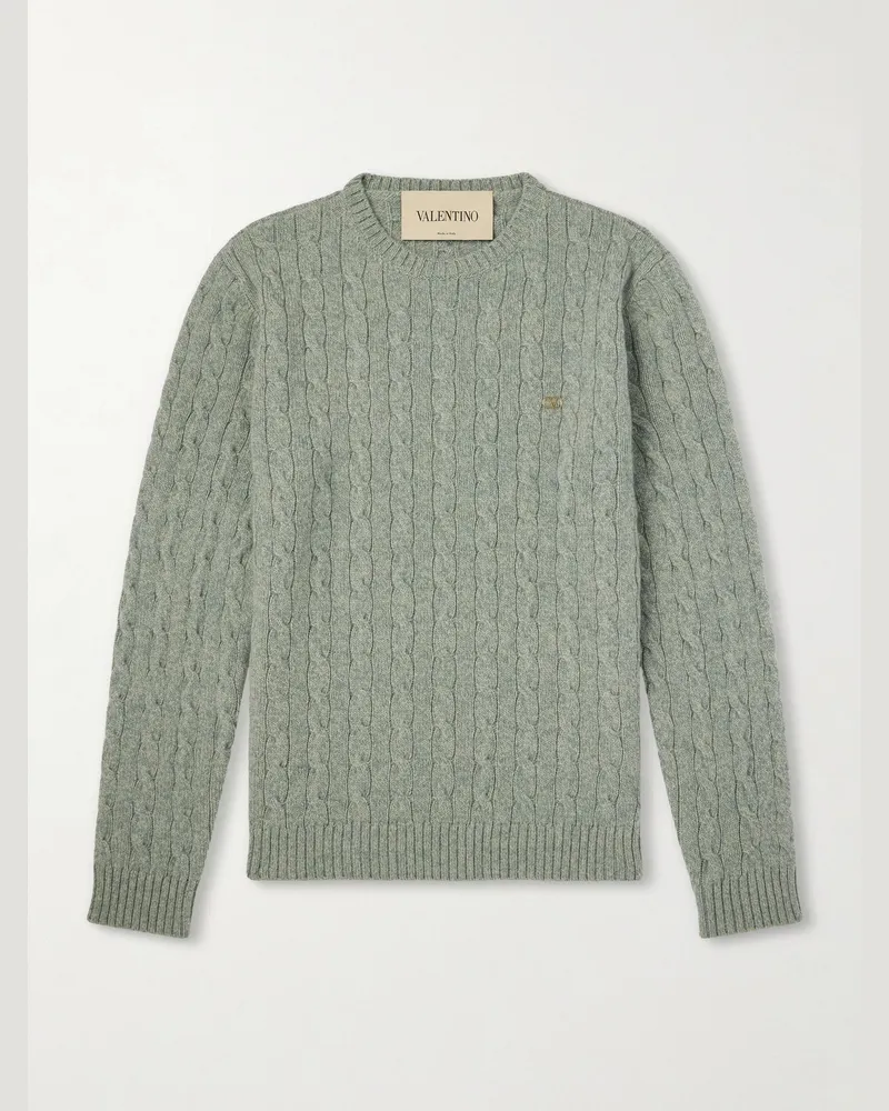 Valentino Garavani VLogo-Embellished Virgin Wool Sweater Green