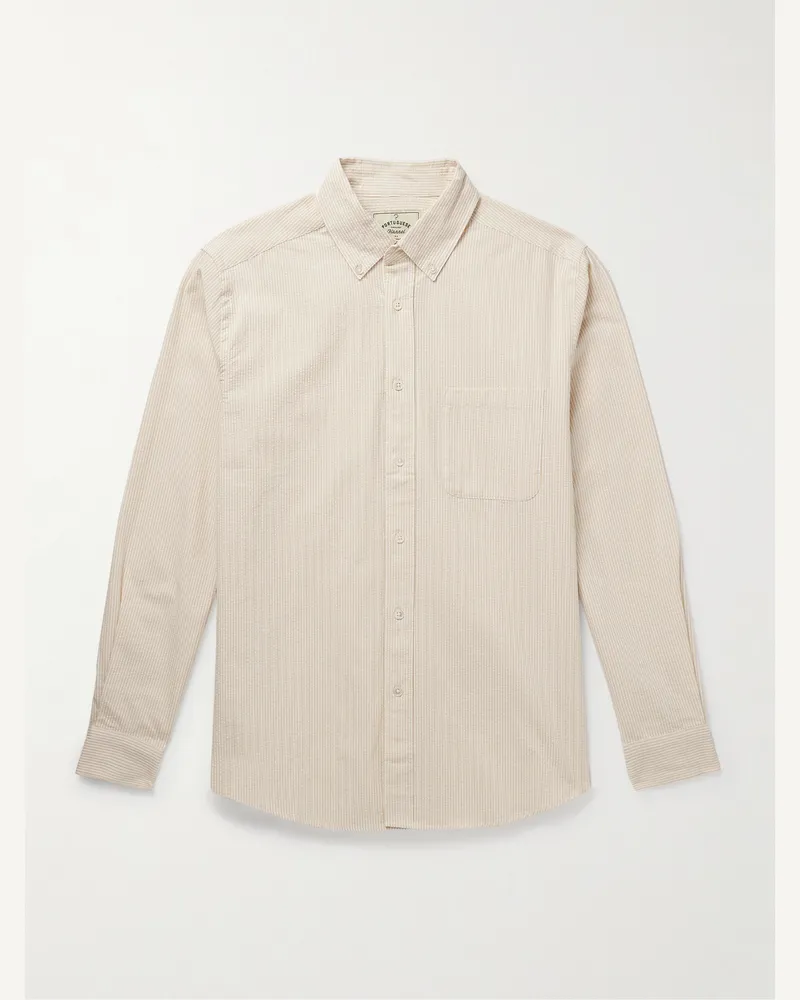 Portuguese Flannel Atlantico schmal geschnittenes Hemd aus Baumwoll-Seersucker mit Button-Down-Kragen Neutral