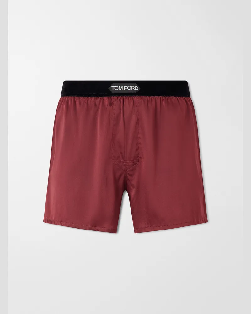 Tom Ford Silk-Blend Satin Boxer Shorts Burgundy