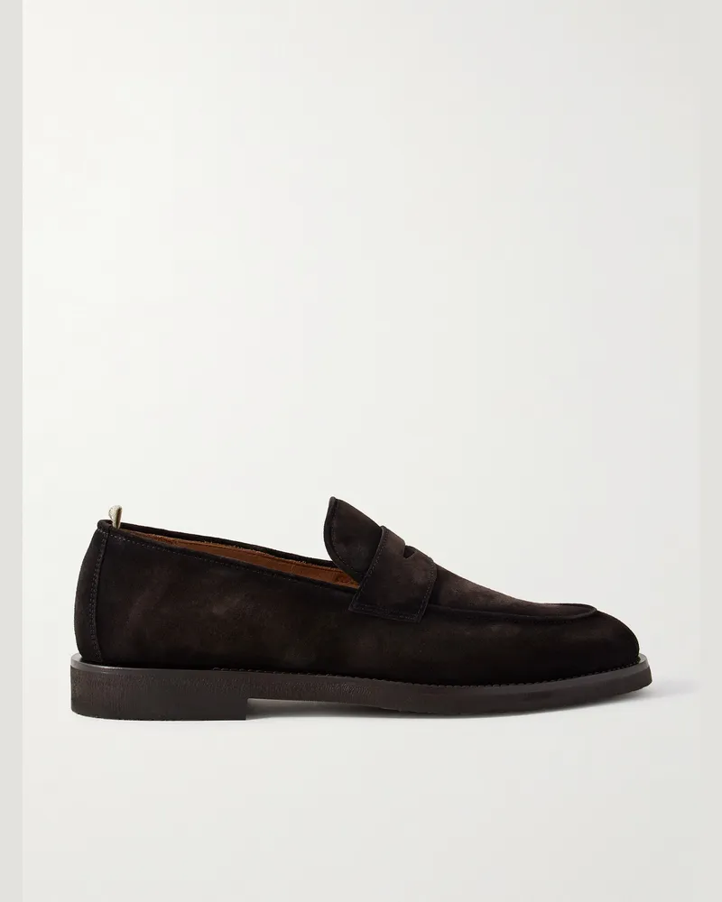 Officine Creative Italia Opera 001 Suede Penny Loafers Brown