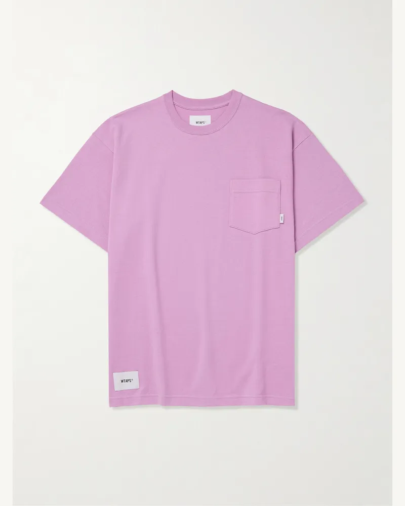 WTAPS T-Shirt aus Baumwoll-Jersey mit Logoapplikation und Print Lila