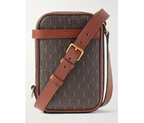 Leather-Trimmed Monogrammed Coated-Canvas Messenger Bag