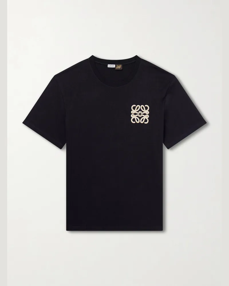 Loewe Paula Ibiza Logo-Embroidered Cotton T-Shirt Black