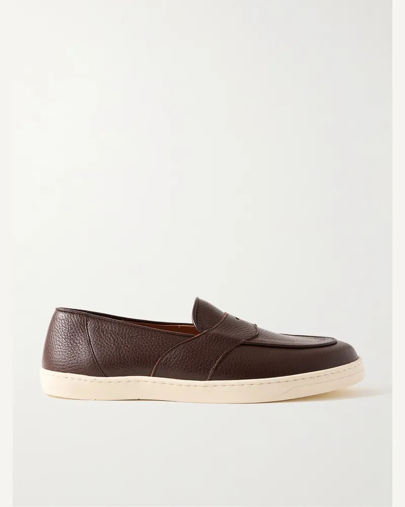 George Cleverley Joey Full-Grain Deerskin Penny Loafers Brown