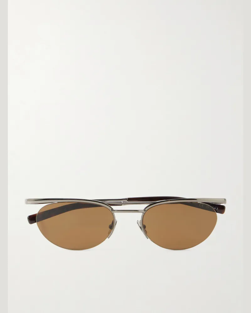 Saint Laurent Round-Frame Silver-Tone Sunglasses Silver