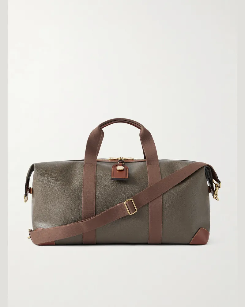 Mulberry Heritage Medium Clipper Weekender aus Scotchgrain mit Lederbesatz Braun