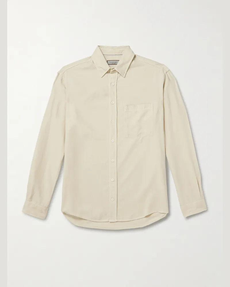 Canali Hemd aus Lyocell-Twill in Stückfärbung Neutral