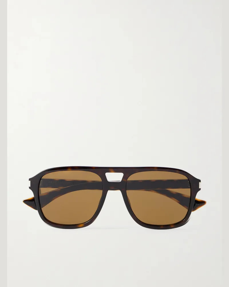 Saint Laurent Pilotensonnenbrille aus Azetat in Schildpattoptik Horn
