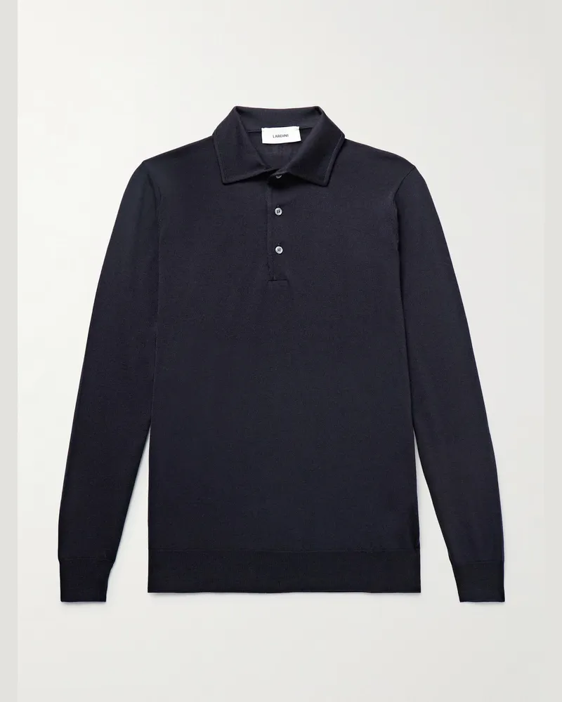 LARDINI Pullover aus Schurwolle mit Polokragen Blau