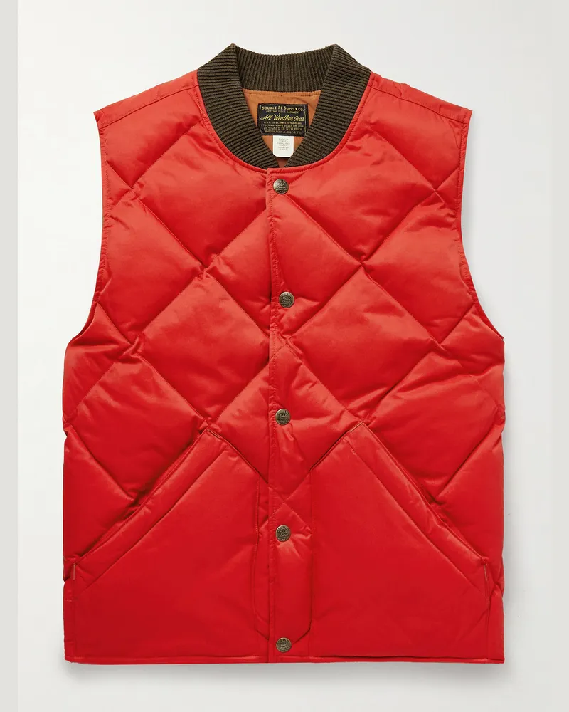RRL Quilted Padded Recycled-Nylon Gilet Red