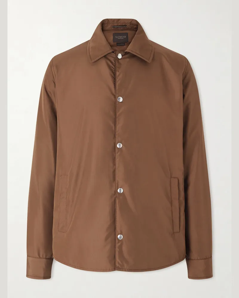 Slowear Wattierte Hemdjacke aus Shell Braun
