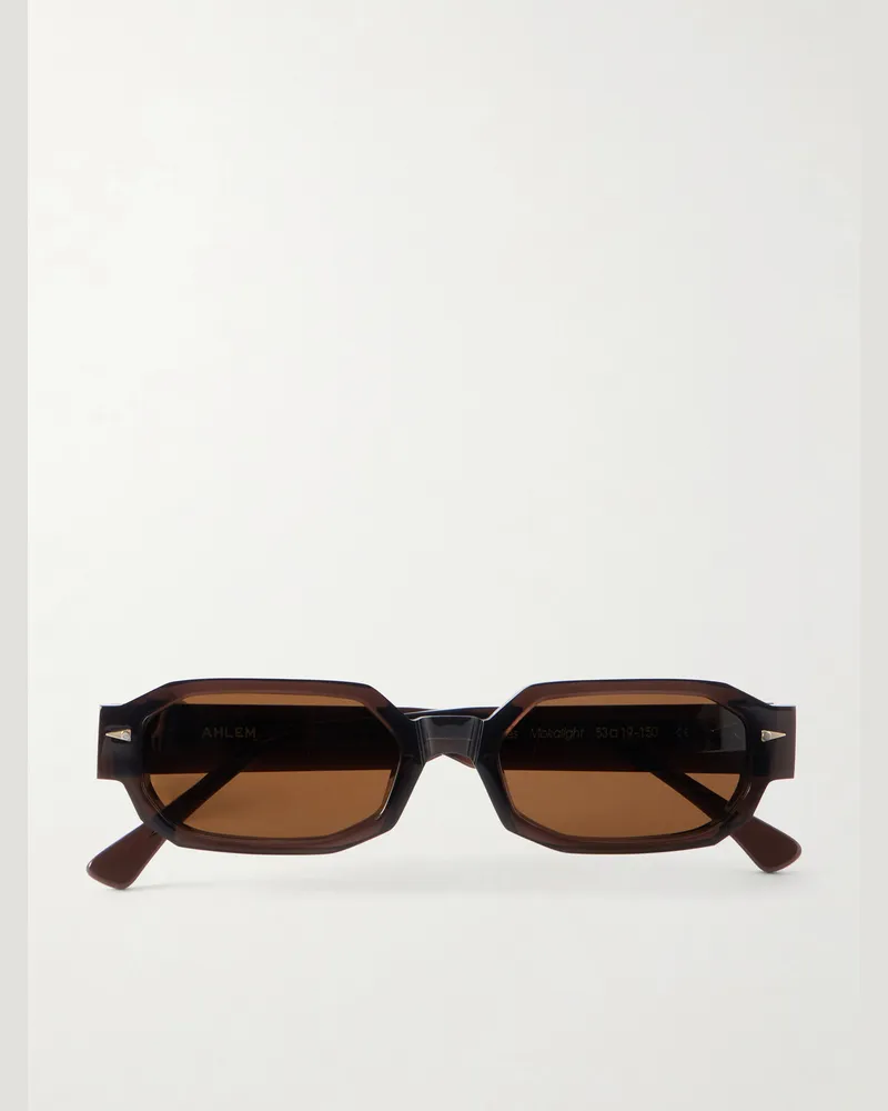 AHLEM Jules Oval-Frame Tortoiseshell Acetate Sunglasses Brown