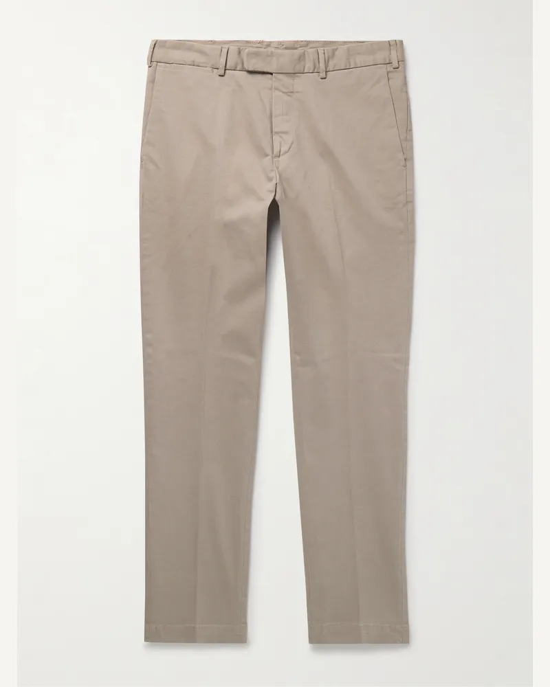 Thom Sweeney Gerade geschnittene Hose aus Twill aus einer Baumwollmischung Neutral