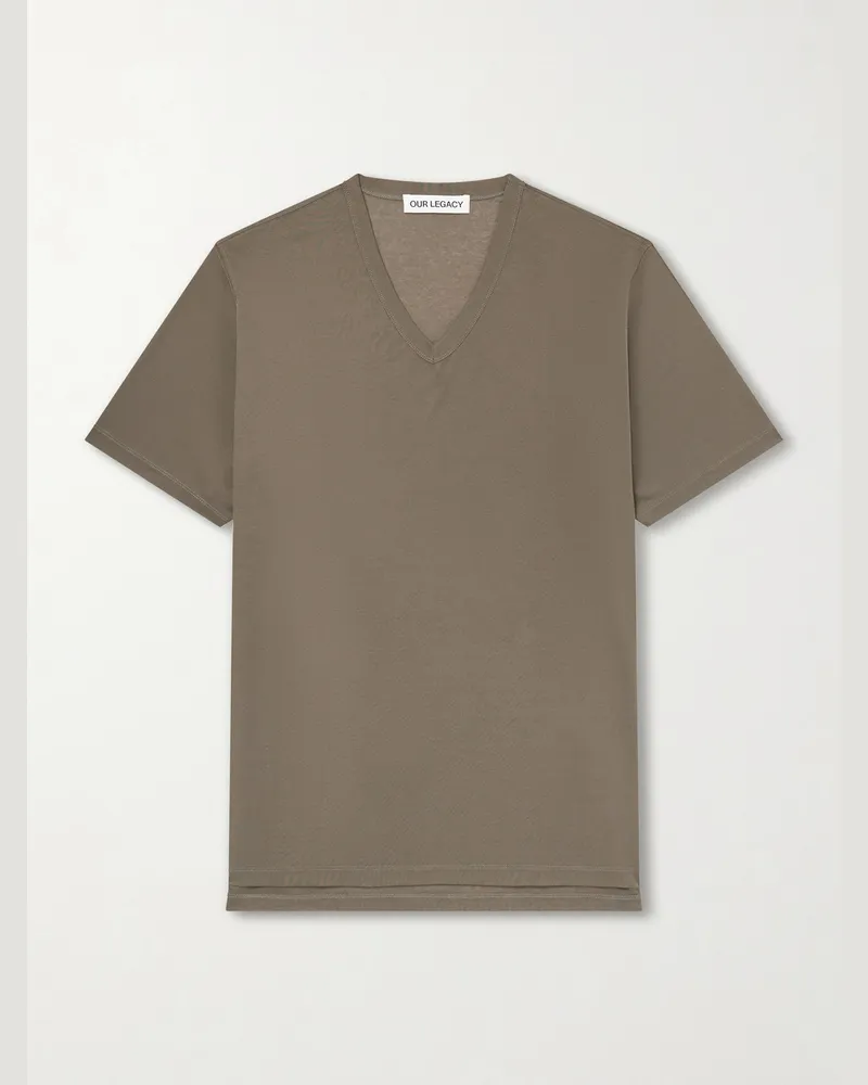 Our Legacy Gorge Cotton-Blend Jersey T-Shirt Green
