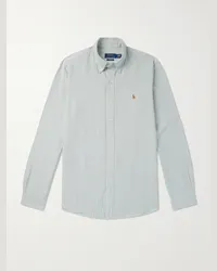 Ralph Lauren Hemd aus gestreiftem Baumwoll-Oxford mit Button-Down-Kragen und Logostickerei Grün