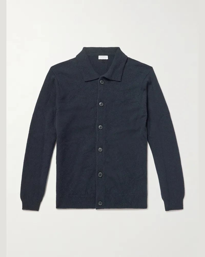 Sunspel Wool Cardigan Blue