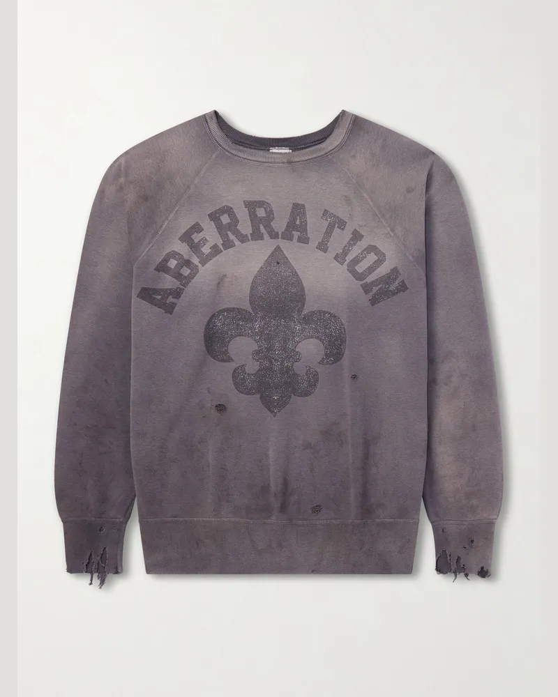 SAINT MXXXXXX Abberation Distressed Printed Cotton-Jersey Sweater Gray
