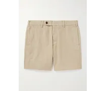 Gerade geschnittene Shorts aus Baumwoll-Twill in Stückfärbung