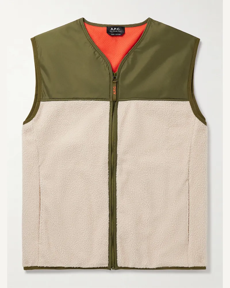 A.P.C. Marty Weste aus Fleece und Shell Neutral
