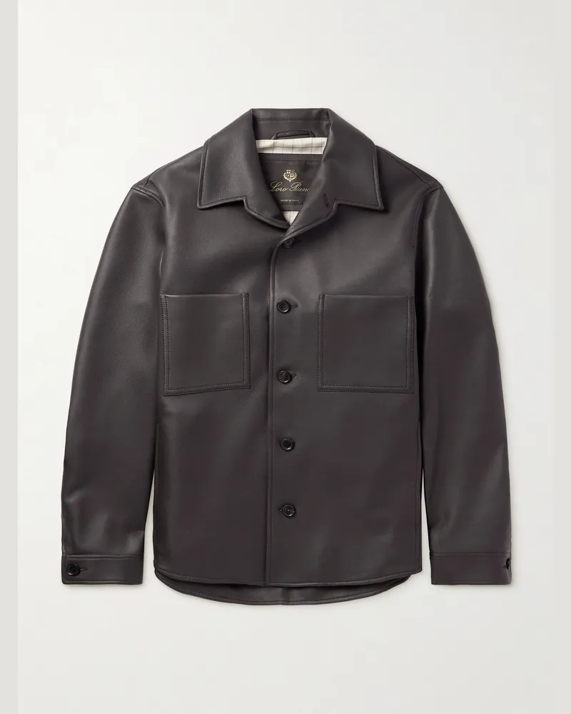 Loro Piana Evandro Hemdjacke aus vollnarbigem Leder Braun