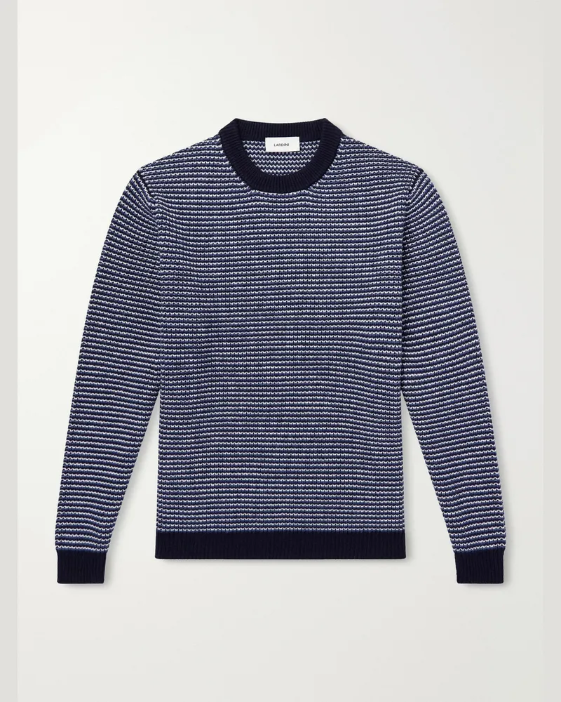 LARDINI Striped Wool and Cashmere-Blend Sweater Blue