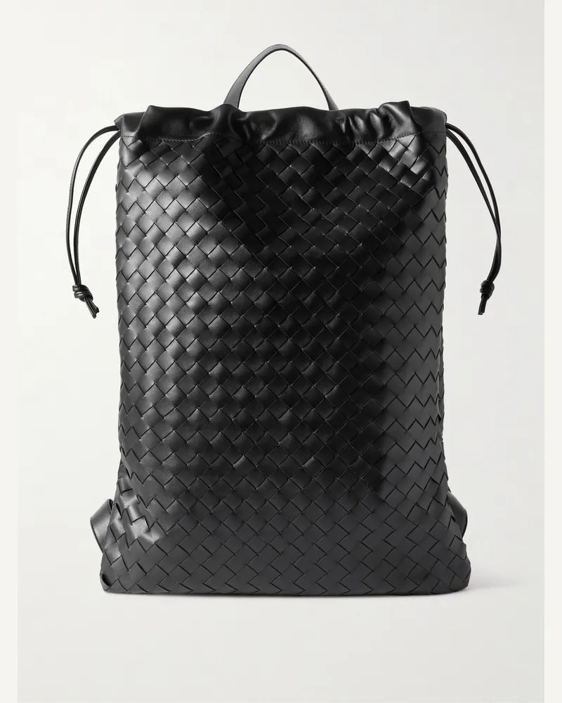 Bottega Veneta Trail Intrecciato Leather Drawstring Backpack Black