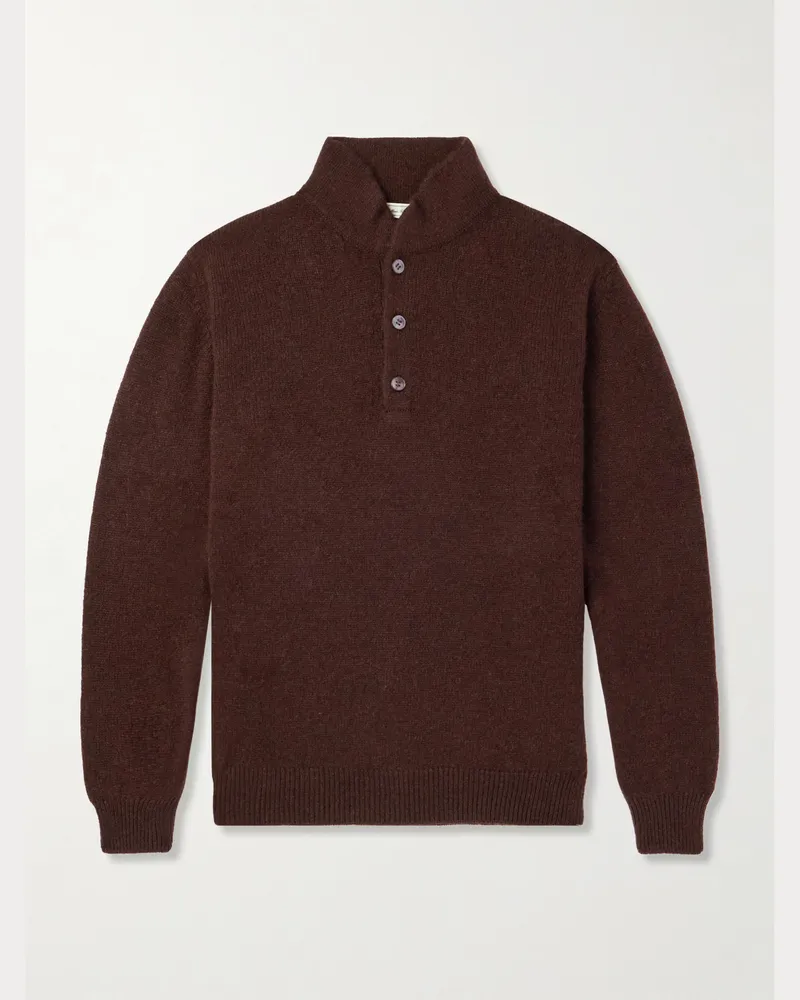 Umit Benan Pullover aus Kaschmir mit kurzer Knopfleiste Braun