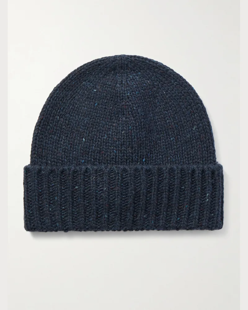 Johnstons of Elgin Beanie aus Donegal-Garn aus Kaschmir Blau