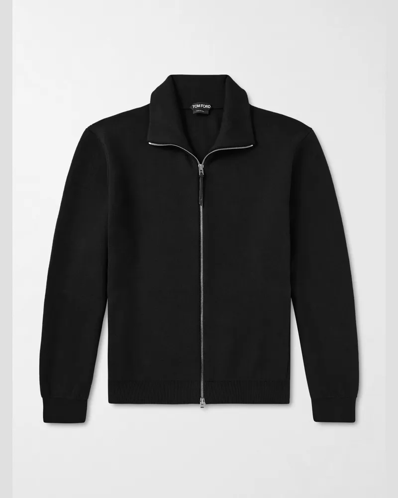 Tom Ford Wool-Blend Zip-Up Cardigan Black
