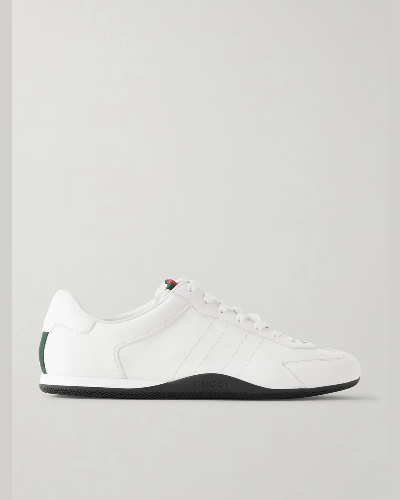 Gucci Rochelle Webbing-Trimmed Leather Sneakers White