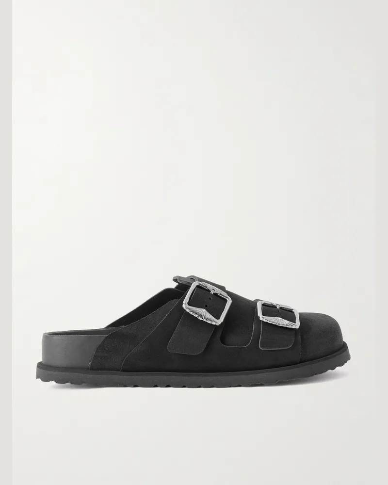Birkenstock 222 West Clogs aus Veloursleder Schwarz