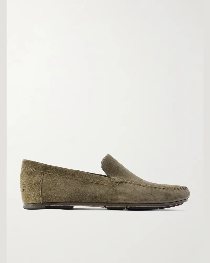 Manolo Blahnik Alder Mokassins aus Veloursleder Grün