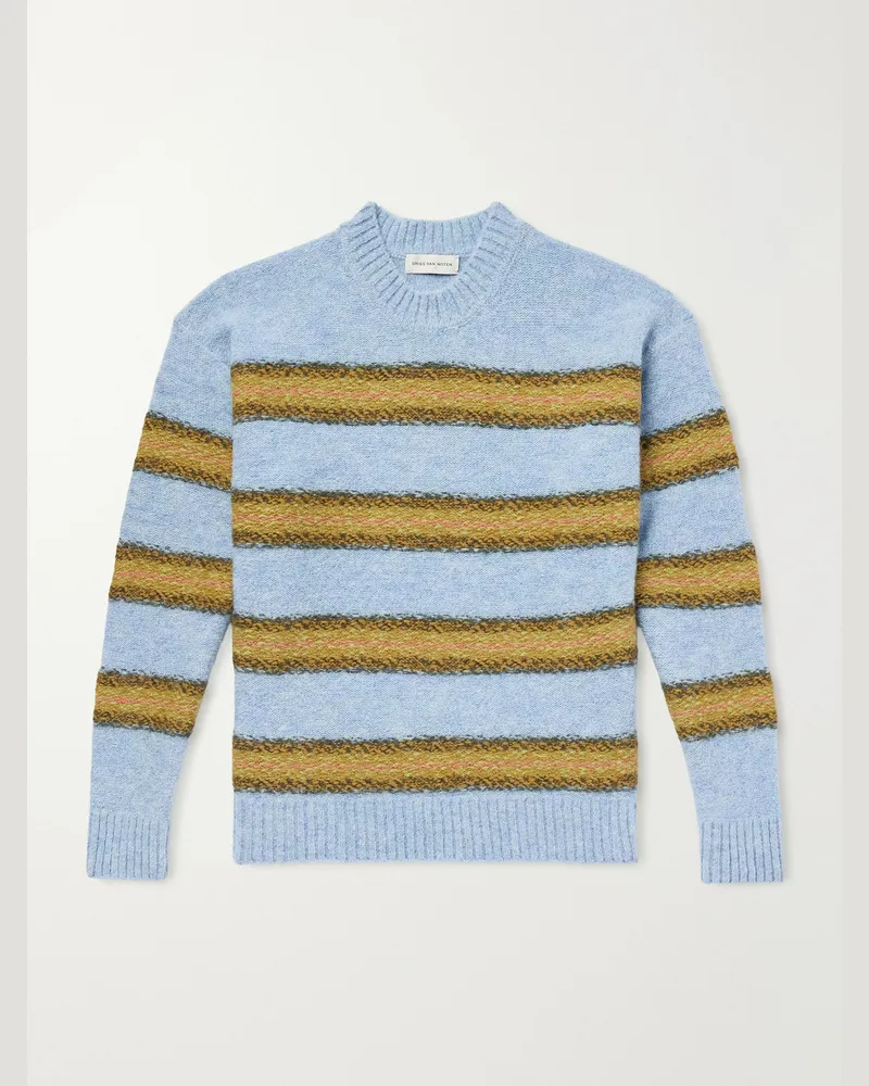 Dries van Noten Master Striped Alpaca-Blend Sweater Blue