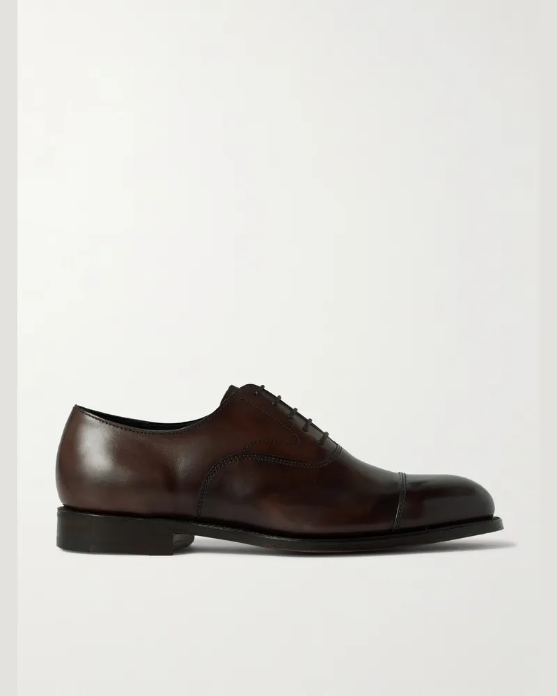 Grenson  Cambridge Handpainted Leather Oxford Shoes Brown
