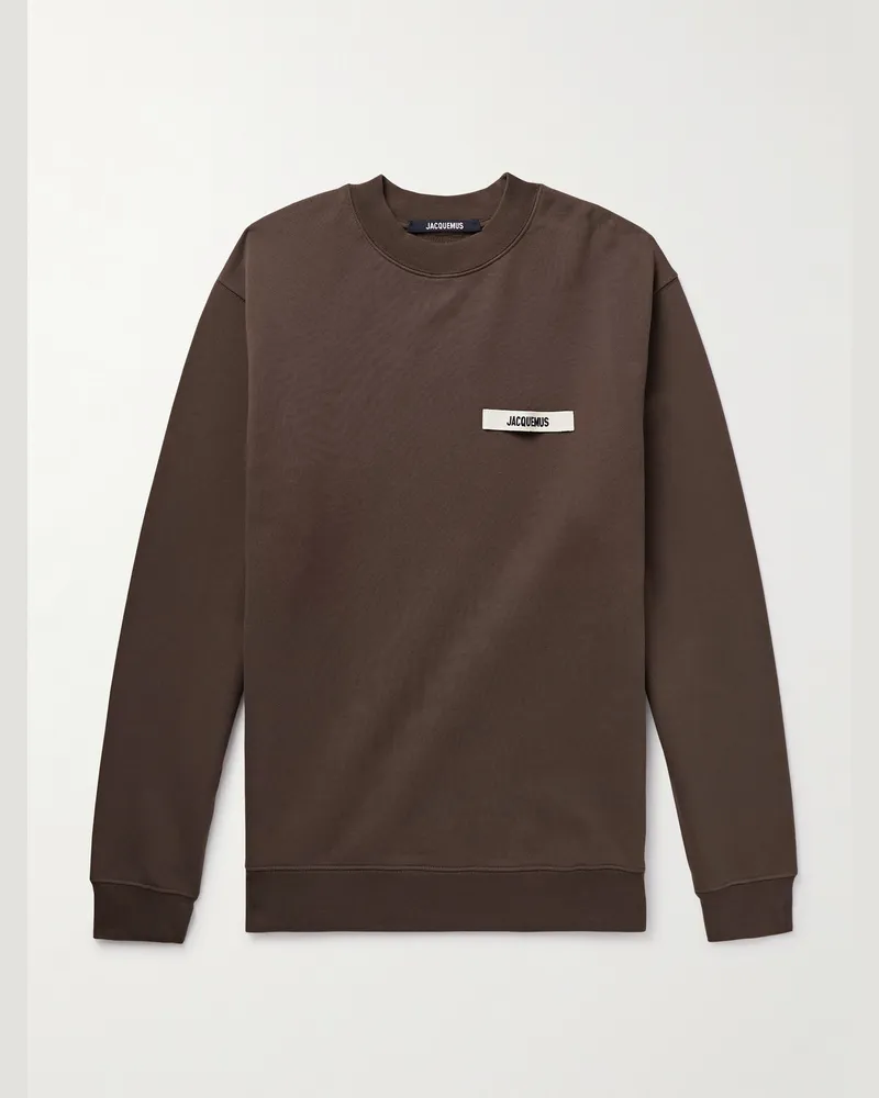 Jacquemus Sweatshirt aus Baumwoll-Jersey mit Logoapplikation Braun