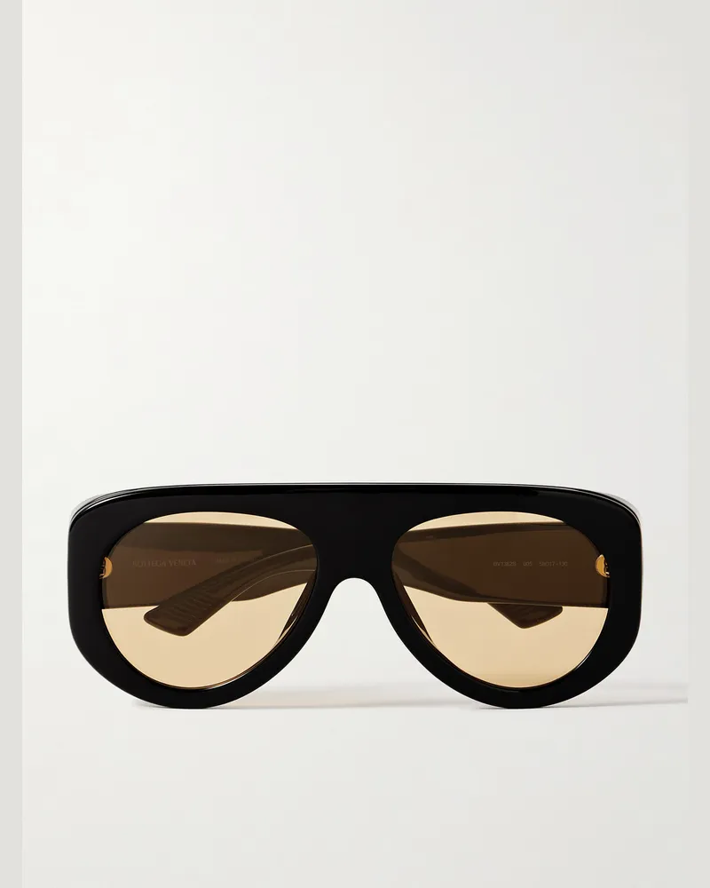Bottega Veneta Pilotensonnenbrille aus Azetat Schwarz