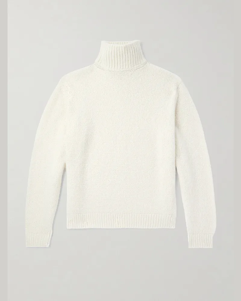 Loro Piana Corno Bianco Cashmere Rollneck Sweater Neutrals